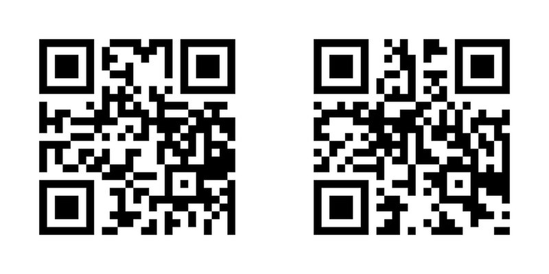 QR codes, one legitimate and one a harmless example of what not to trust.