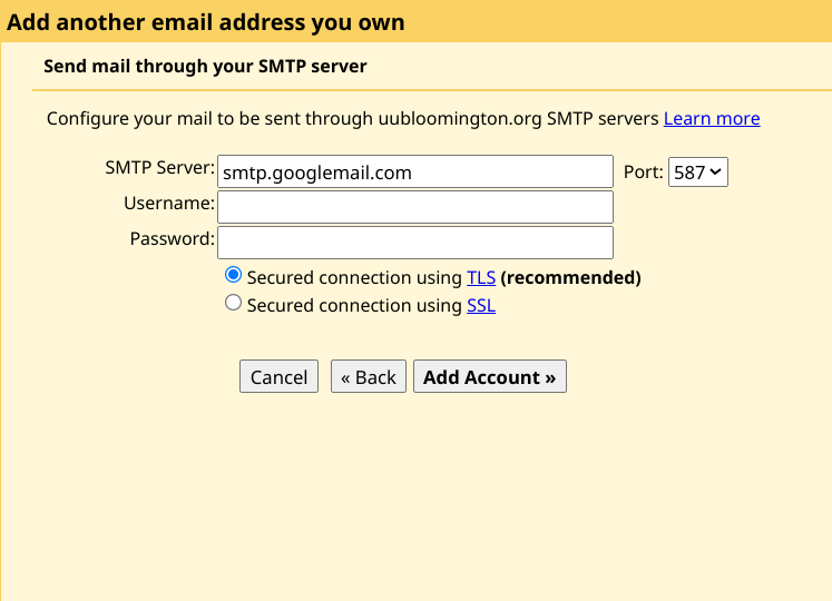 SMTP Settings