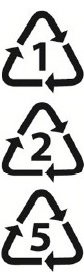 Recycling symbols - plastics #1, #2, and #5